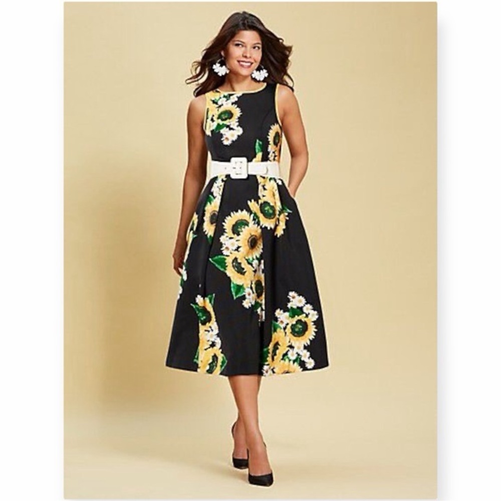 Eva Mendes NY&Co. sunflower sleeveless dress A-line